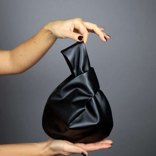 Brown bronze, black bag or green sage Japanese knot bag purse clutch wedding, party bag, simple and elegant bag, leather imitation purse
