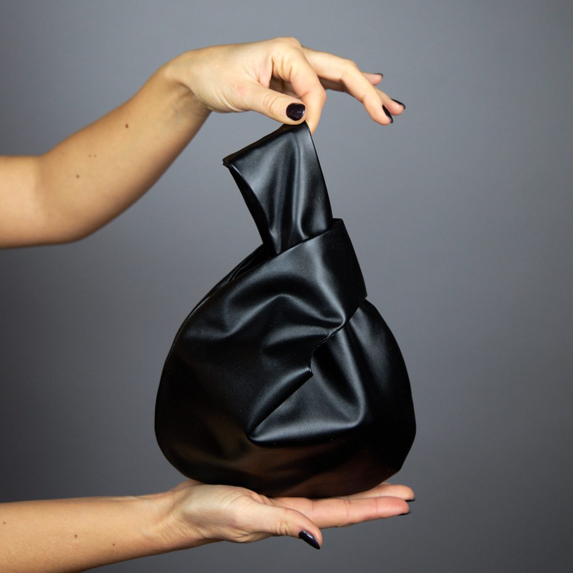 Brown bronze, black bag or green sage Japanese knot bag purse clutch wedding, party bag, simple and elegant bag, leather imitation purse