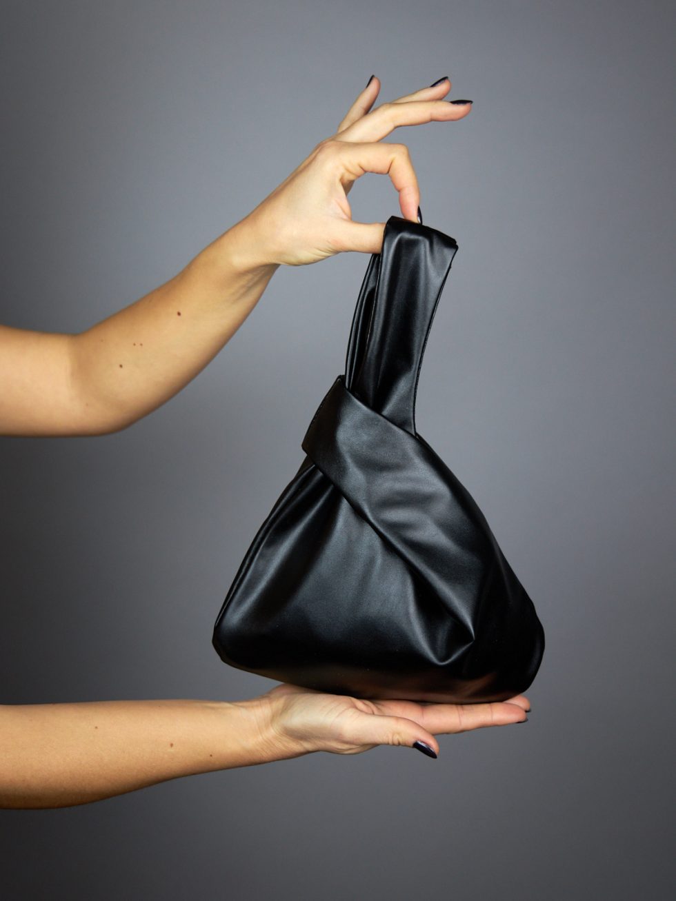 Brown bronze, black bag or green sage Japanese knot bag purse clutch wedding, party bag, simple and elegant bag, leather imitation purse