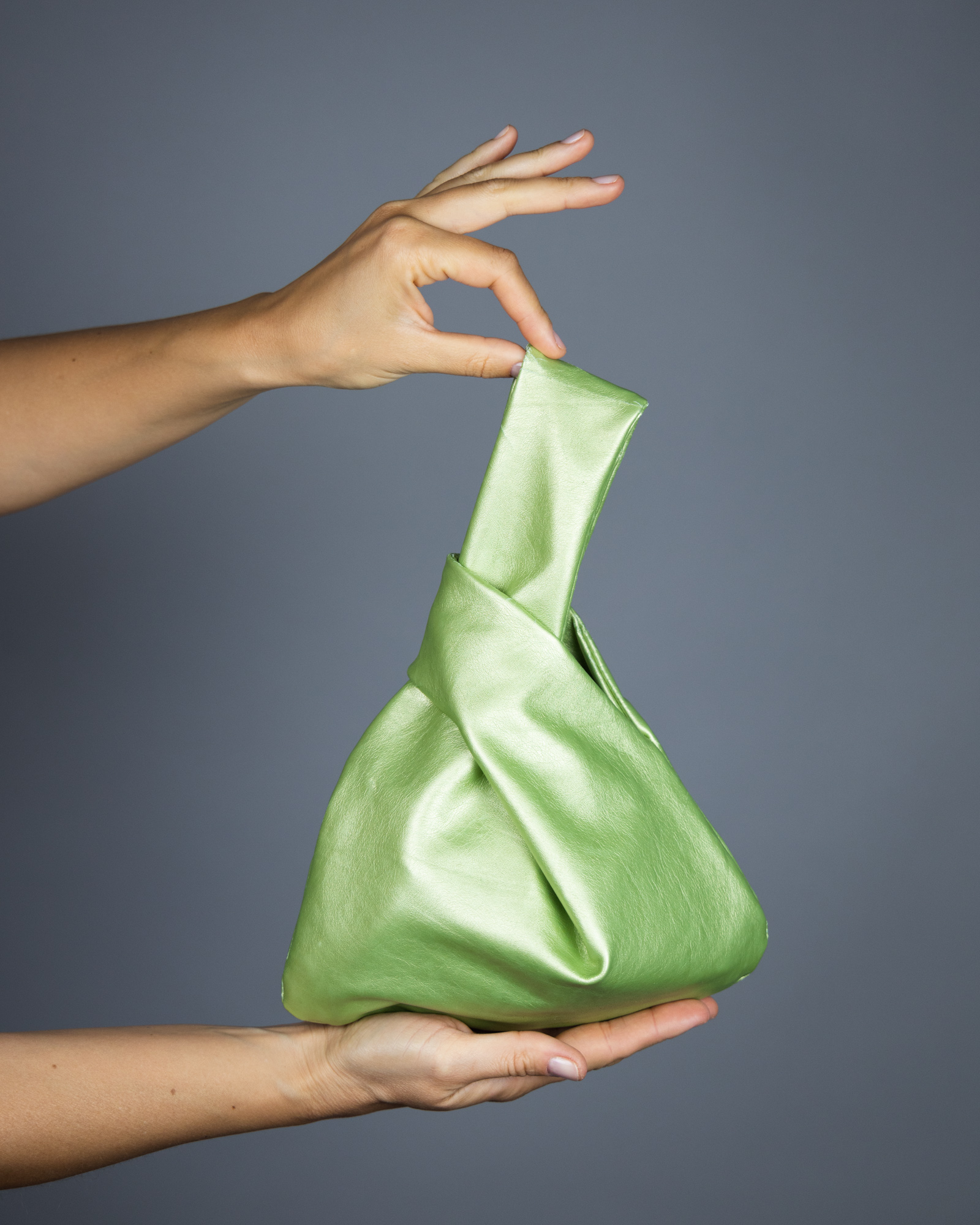 Brown bronze, black bag or green sage Japanese knot bag purse clutch wedding, party bag, simple and elegant bag, leather imitation pursev