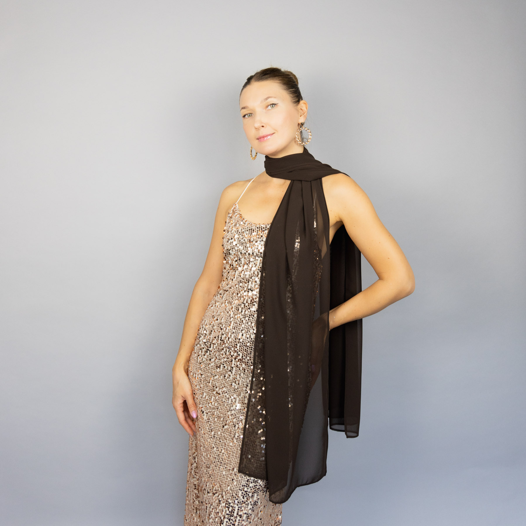 Dark Brown scarf brown Chiffon shawl brown wrap dark brown shawl evening scarf bridesmaids brown shawl woman brown shawl chocolate brown