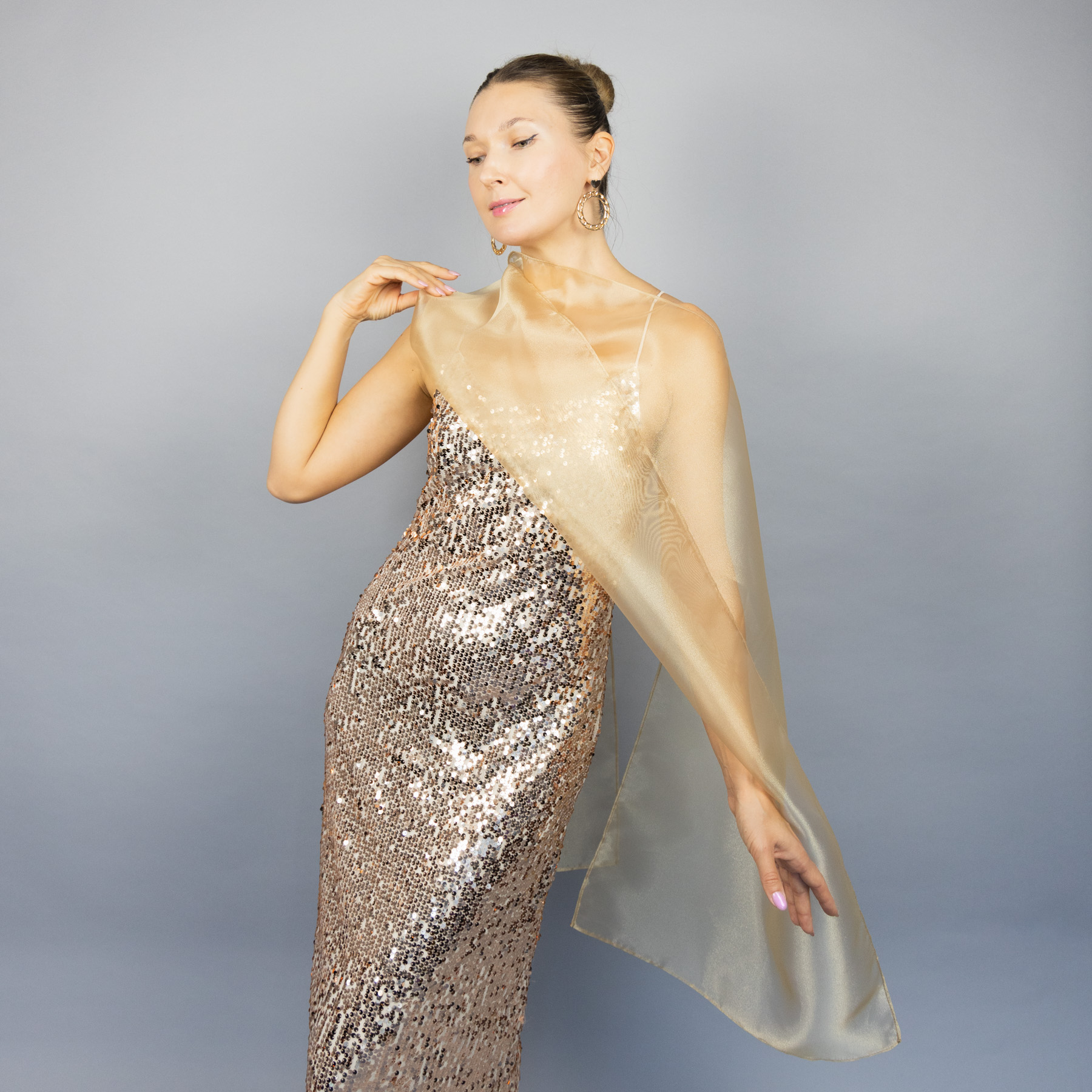 Gold organza wrap silver grey sheer shawl scarf silver grey sheer shrug bridesmaids scarf woman sheer scarf evening shawl prom