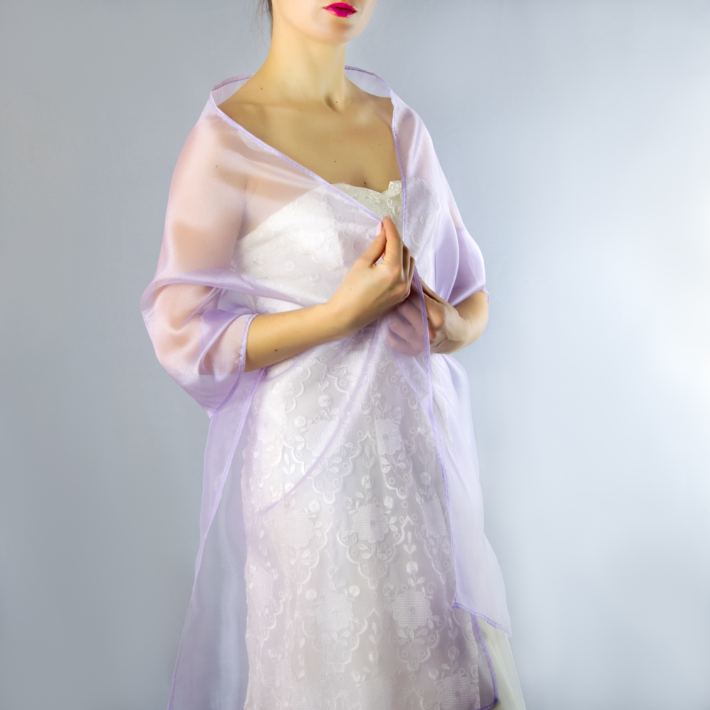 Lavender organza wrap silver grey sheer shawl scarf silver grey sheer shrug bridesmaids scarf woman sheer scarf evening shawl prom