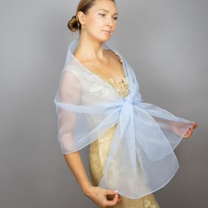 Light blue organza wrap silver grey sheer shawl scarf silver grey sheer shrug bridesmaids scarf woman sheer scarf evening shawl prom