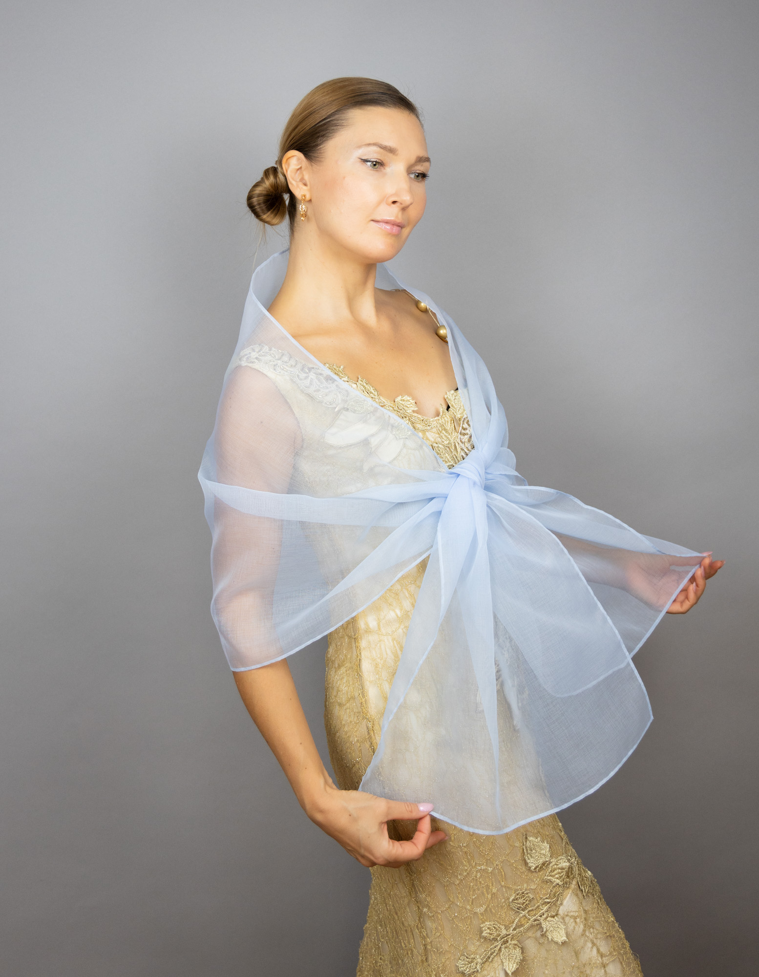 Light blue organza wrap silver grey sheer shawl scarf silver grey sheer shrug bridesmaids scarf woman sheer scarf evening shawl prom
