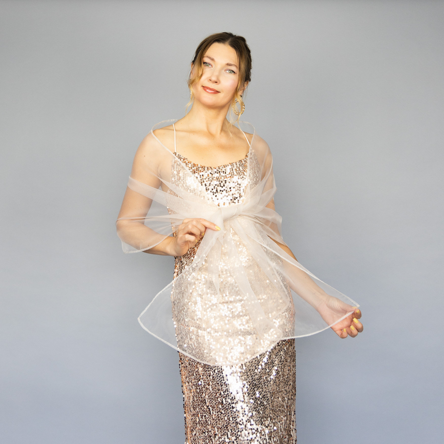 Light Champagne organza wrap silver grey sheer shawl scarf silver grey sheer shrug bridesmaids scarf woman sheer scarf evening shawl prom