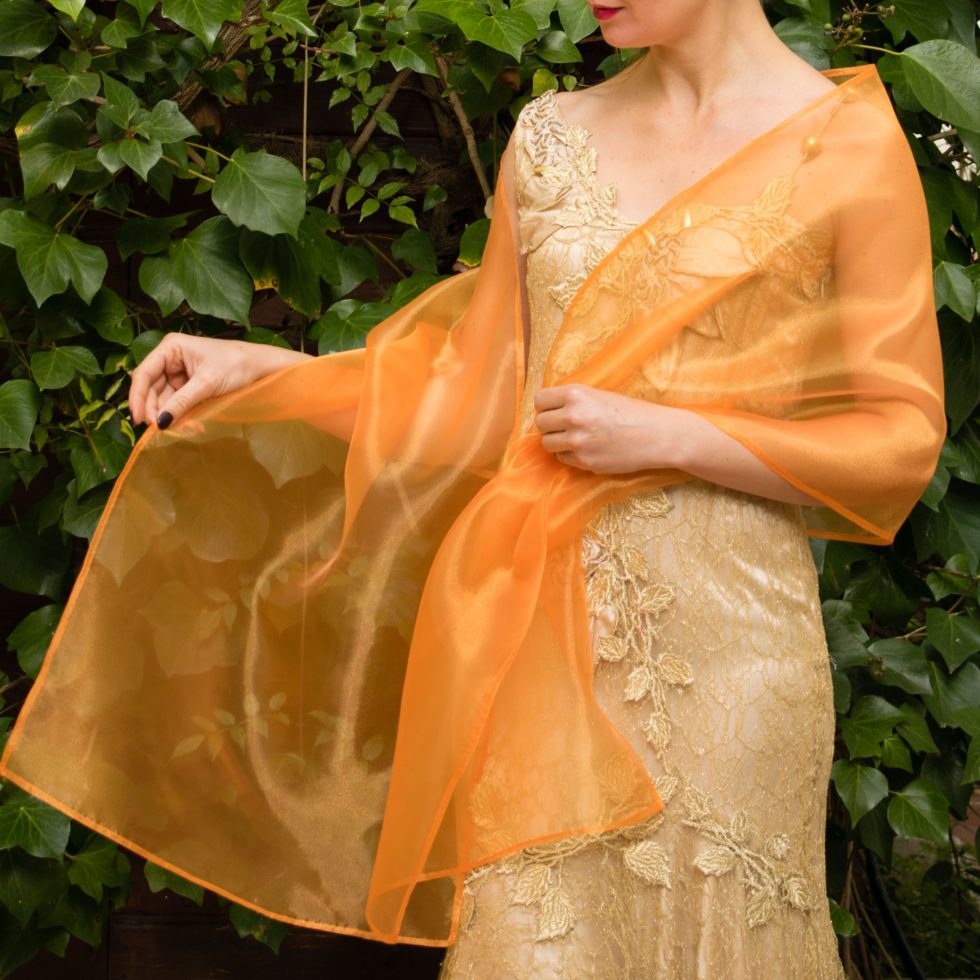 Orange organza wrap silver grey sheer shawl scarf silver grey sheer shrug bridesmaids scarf woman sheer scarf evening shawl prom