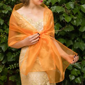 Orange organza wrap silver grey sheer shawl scarf silver grey sheer shrug bridesmaids scarf woman sheer scarf evening shawl prom