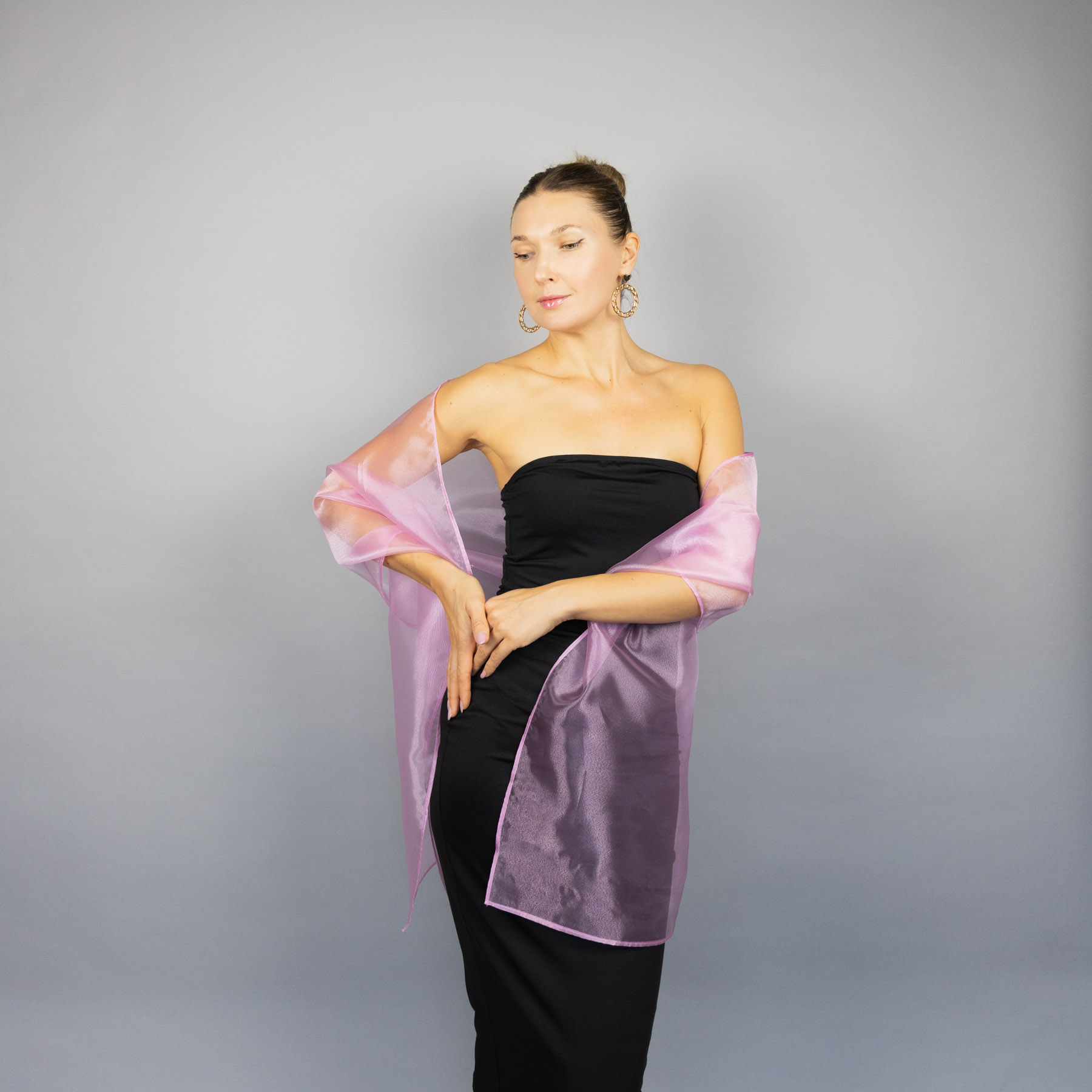Orchid pink organza wrap silver grey sheer shawl scarf silver grey sheer shrug bridesmaids scarf woman sheer scarf evening shawl prom