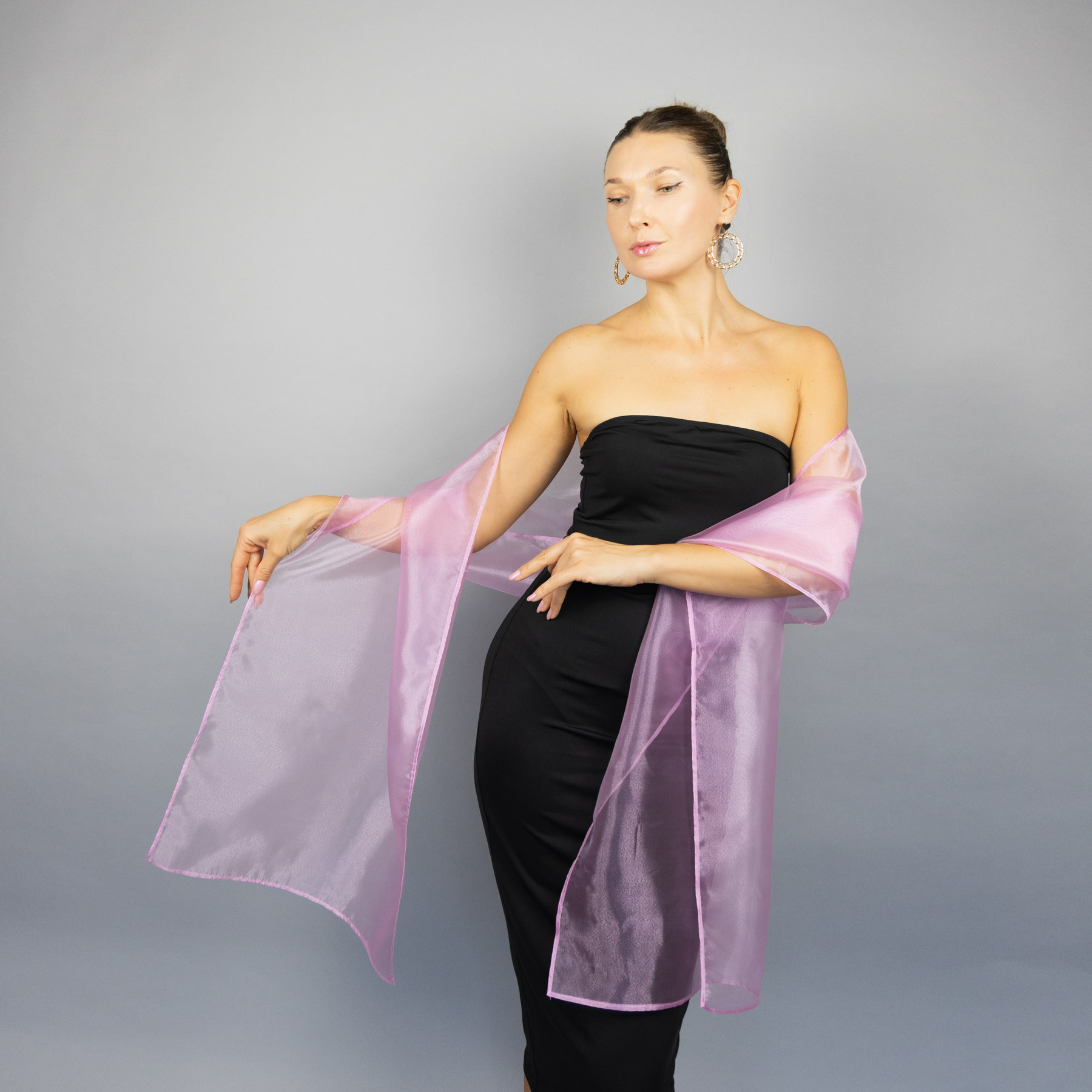 Orchid pink organza wrap silver grey sheer shawl scarf silver grey sheer shrug bridesmaids scarf woman sheer scarf evening shawl prom