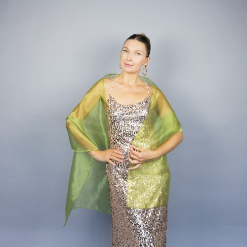 Pistacho organza wrap silver grey sheer shawl scarf silver grey sheer shrug bridesmaids scarf woman sheer scarf evening shawl prom