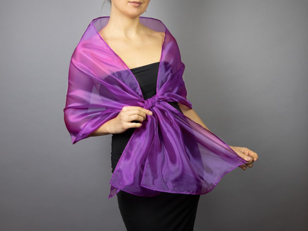 Purple organza wrap silver grey sheer shawl scarf silver grey sheer shrug bridesmaids scarf woman sheer scarf evening shawl prom