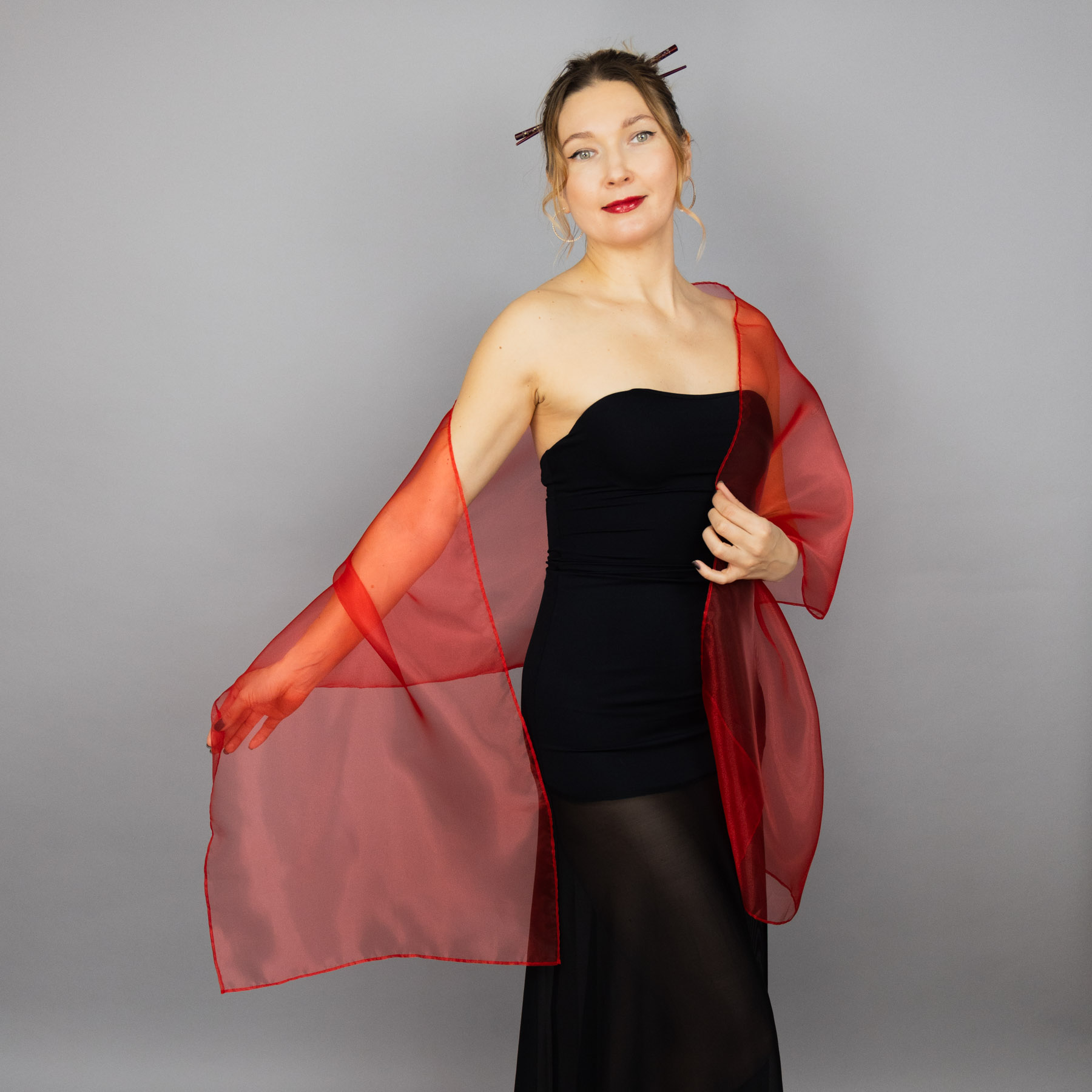 Red organza wrap silver grey sheer shawl scarf silver grey sheer shrug bridesmaids scarf woman sheer scarf evening shawl prom