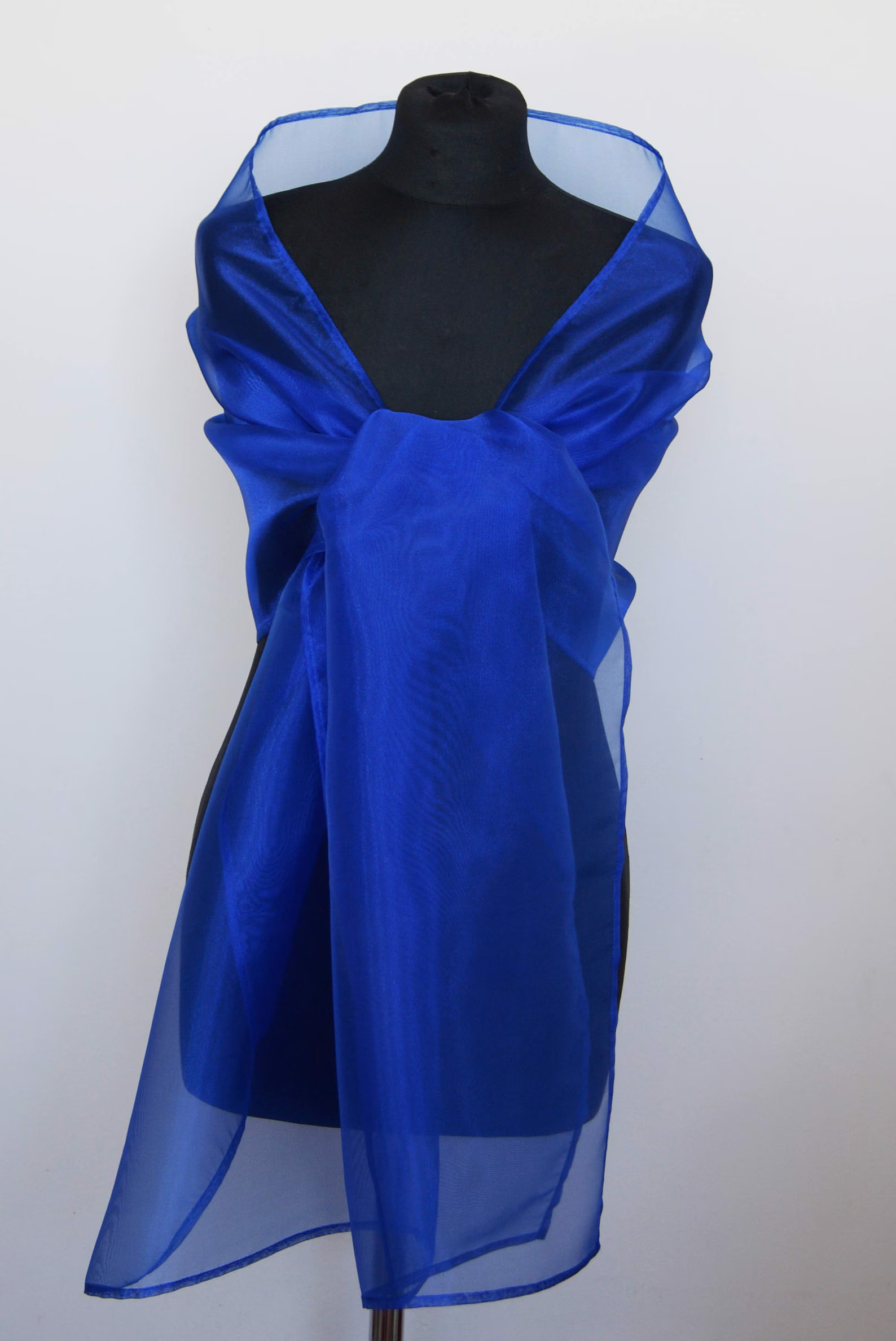 Royal blue organza wrap silver grey sheer shawl scarf silver grey sheer shrug bridesmaids scarf woman sheer scarf evening shawl prom
