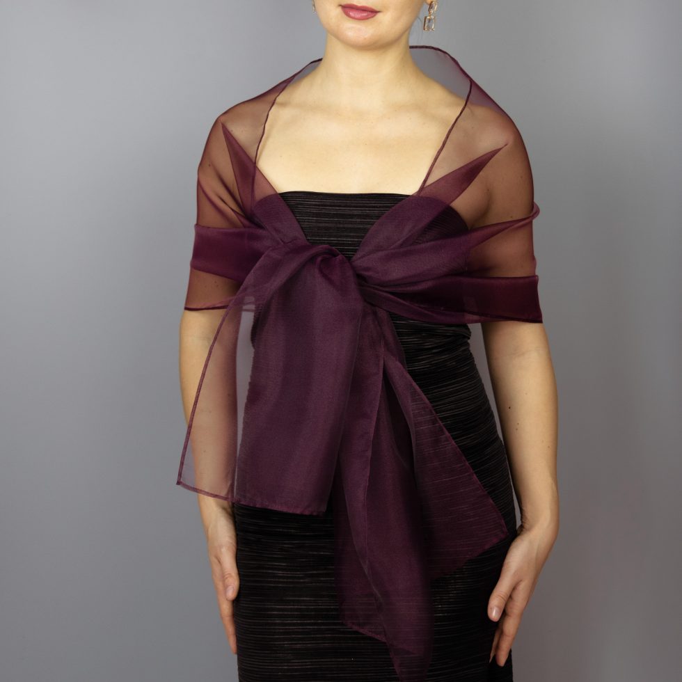 Wine organza wrap silver grey sheer shawl scarf silver grey sheer shrug bridesmaids scarf woman sheer scarf evening shawl prom
