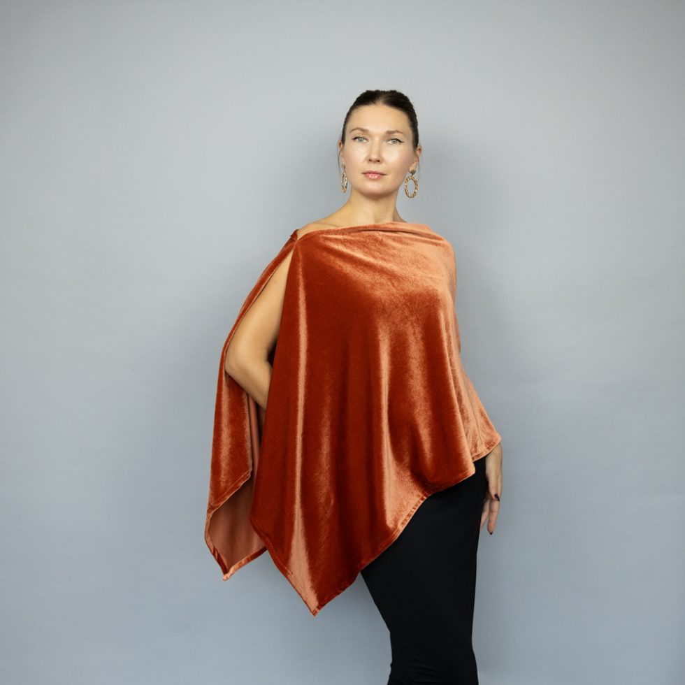 Burnt orange wrap burnt orange velvet cape velvet shrug velour velvet bridesmaids wrap burnt orange velvet cover woman winter wrap