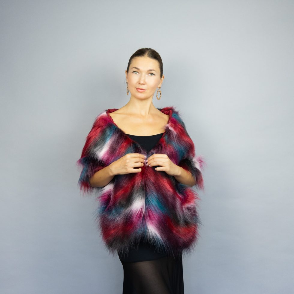 Multicolor faux fur shawl