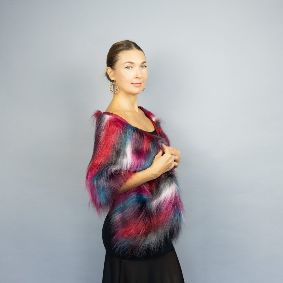 Multicolor faux fur shawl