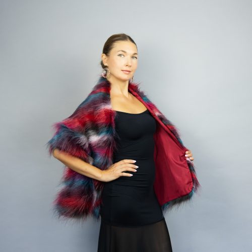 Multicolor faux fur shawl