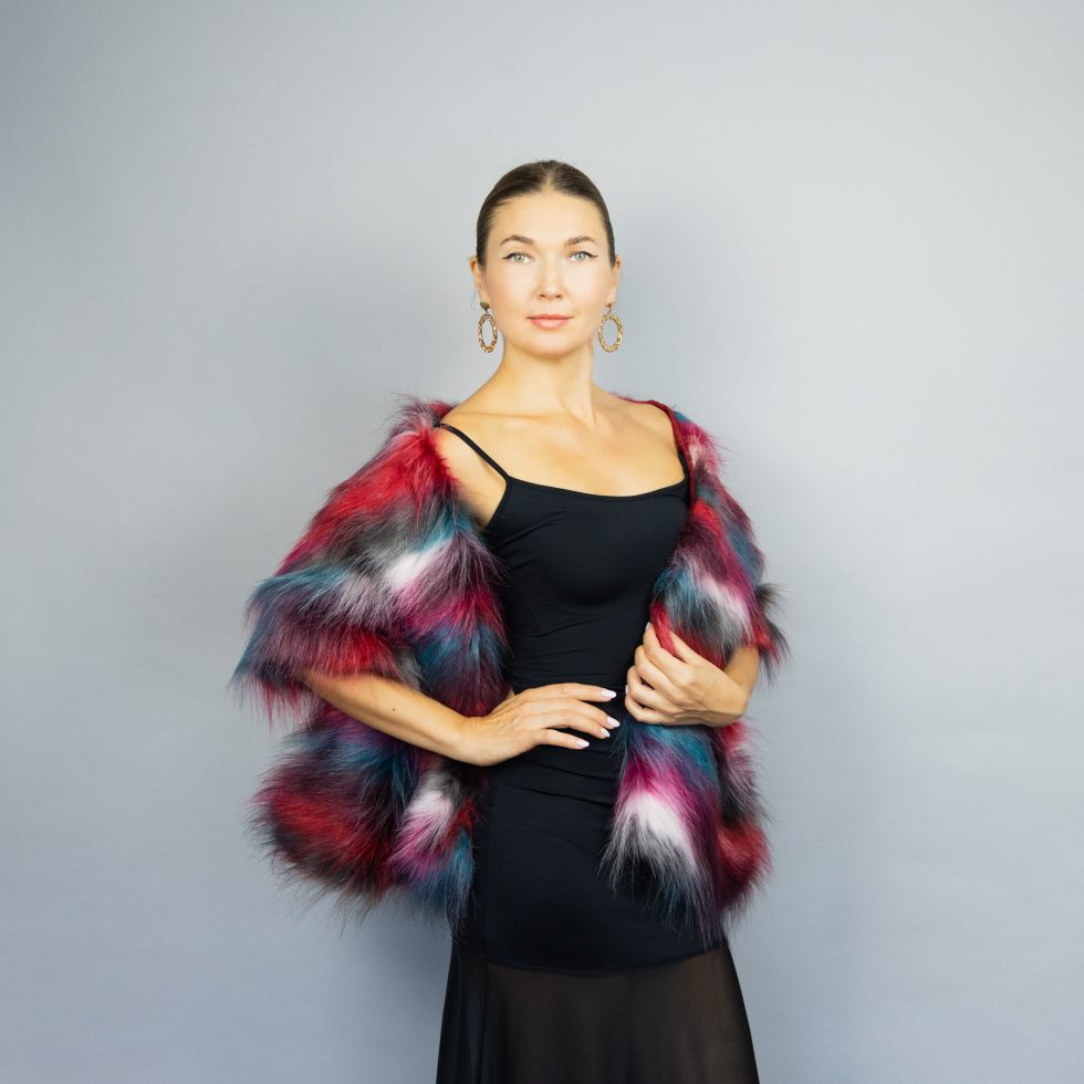 Multicolor faux fur shawl