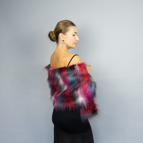 Multicolor faux fur shawl