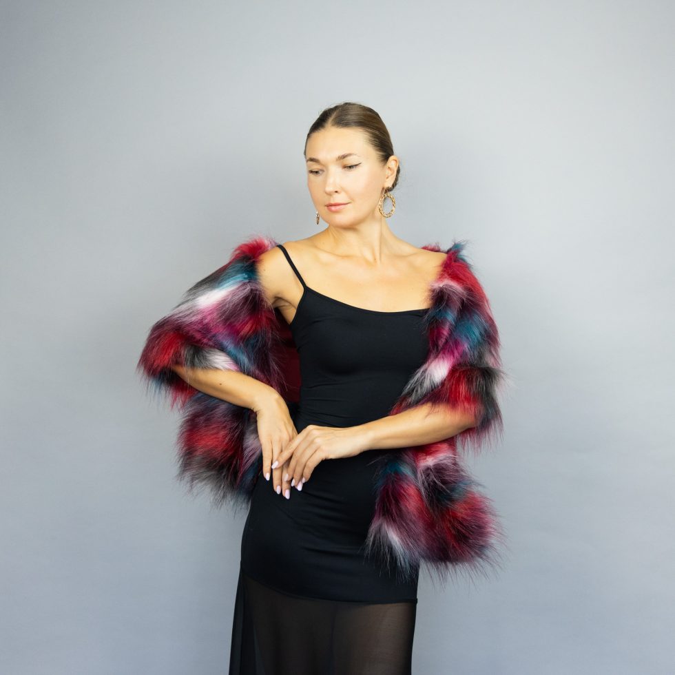 Multicolor faux fur shawl