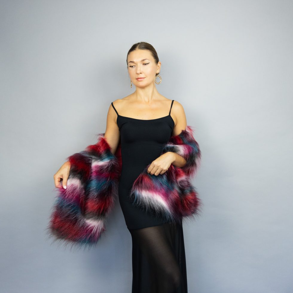 Multicolor faux fur shawl