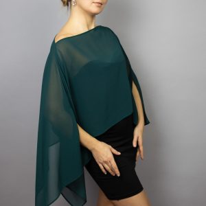 Dark green Chiffon capelet, wrap, bolero, summer spring wedding shrug, elegant accessory