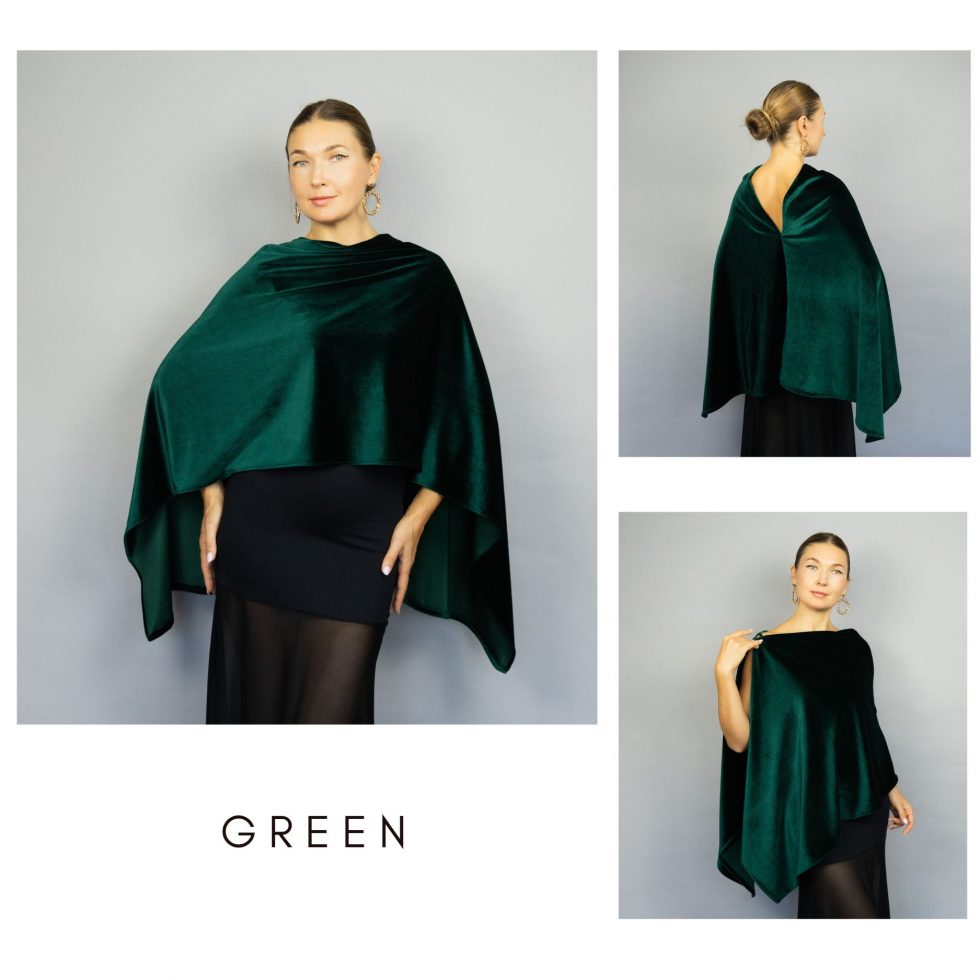 green Velvet wrap shawl bolero Winter wedding shrug deep green velvet scarf, warm scarf, deep green velvet bridesmaids wrap