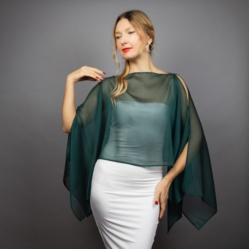 green Chiffon capelet, wrap, bolero, summer spring wedding shrug, elegant accessory