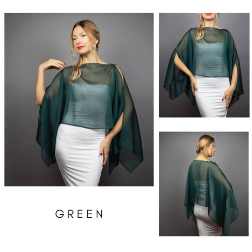 green Chiffon capelet, wrap, bolero, summer spring wedding shrug, elegant accessory