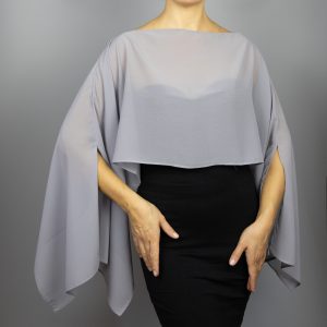 Grey Chiffon capelet, wrap, bolero, summer spring wedding shrug, elegant accessory