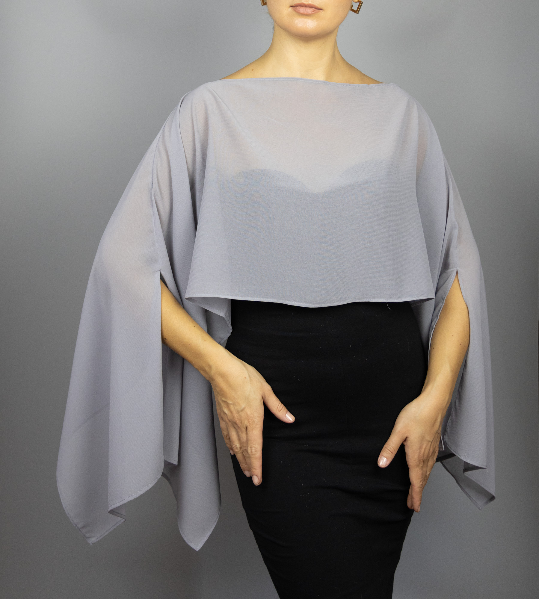 Grey Chiffon capelet, wrap, bolero, summer spring wedding shrug, elegant accessory