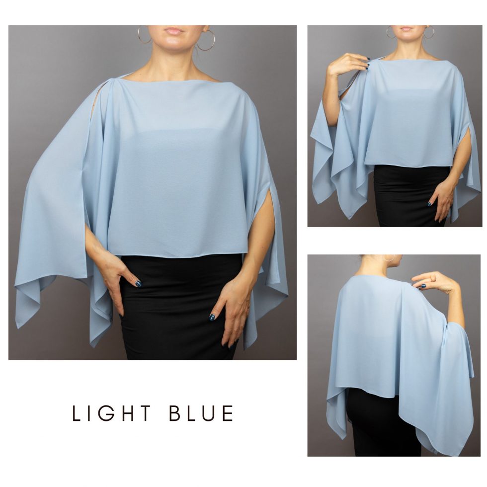 Light blue Chiffon capelet, wrap, bolero, summer spring wedding shrug, elegant accessory