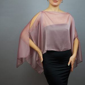 Chiffon mauve wrap bolero capelet wedding or evening shrug, woman poncho, woman cape, choir cape.