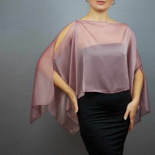 Chiffon mauve wrap bolero capelet wedding or evening shrug, woman poncho, woman cape, choir cape.