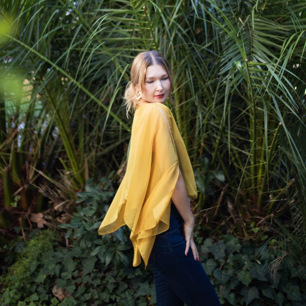 Mustard gold yellow Chiffon capelet, wrap, bolero, summer spring wedding shrug, elegant accessory