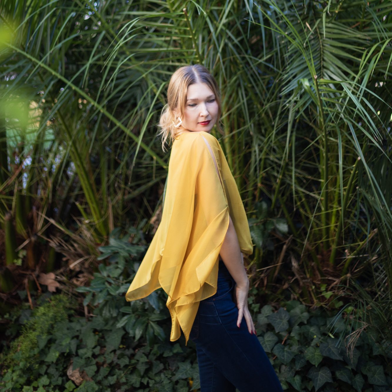 Mustard gold yellow Chiffon capelet, wrap, bolero, summer spring wedding shrug, elegant accessory