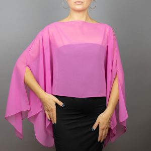 Neon pink Chiffon capelet, wrap, bolero, summer spring wedding shrug, elegant accessory