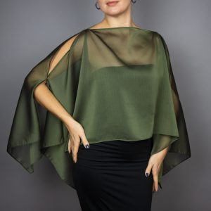 Olive Chiffon capelet, wrap, bolero, summer spring wedding shrug, elegant accessory