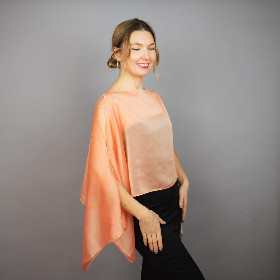 Orange Chiffon capelet, wrap, bolero, summer spring wedding shrug, elegant accessory