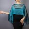 Chiffon peacock wrap bolero capelet wedding or evening shrug, woman poncho, woman cape, choir cape.