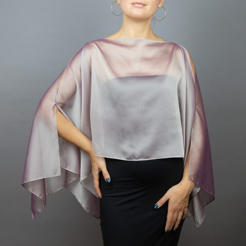 Chiffon pearl wrap bolero capelet wedding or evening shrug, woman poncho, woman cape, choir cape.
