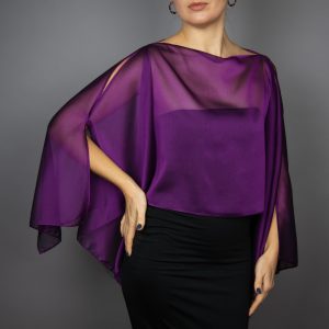 Purple Chiffon capelet, wrap, bolero, summer spring wedding shrug, elegant accessory
