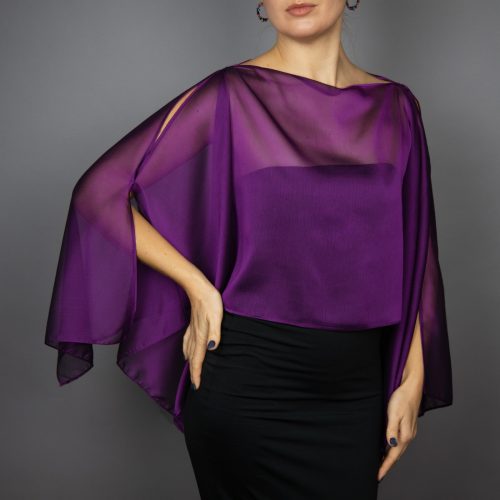 Purple Chiffon capelet, wrap, bolero, summer spring wedding shrug, elegant accessory