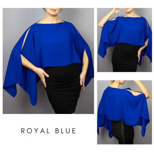 Chiffon royal blue wrap bolero capelet wedding or evening shrug, woman poncho, woman cape, choir cape.