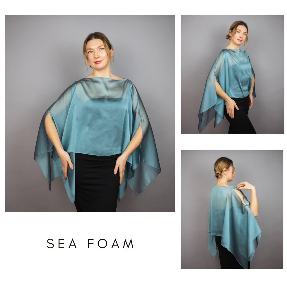 Sea foam Chiffon capelet, wrap, bolero, summer spring wedding shrug, elegant accessory
