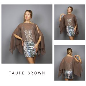 Taupe Brown Chiffon capelet, wrap, bolero, summer spring wedding shrug, elegant accessory