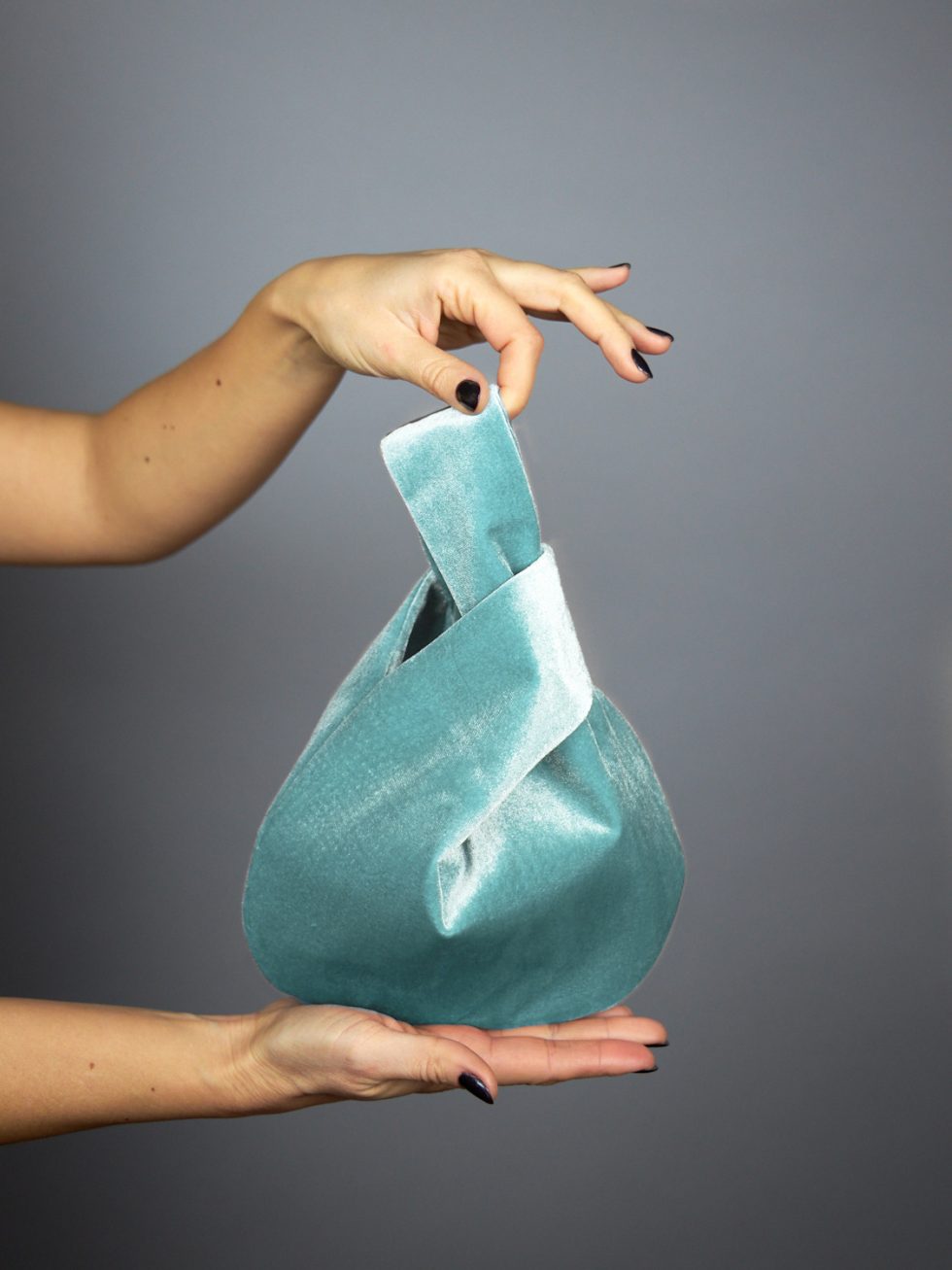 Japanese knot bag purse clutch mint aqua velvet wedding, party, special occasion, simple and elegant bag, evening dress, green prom purse