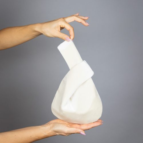 Japanese knot bag purse beige velvet, party, special occasion bag, ivory bag, velvet bag, beige bag, beige purse